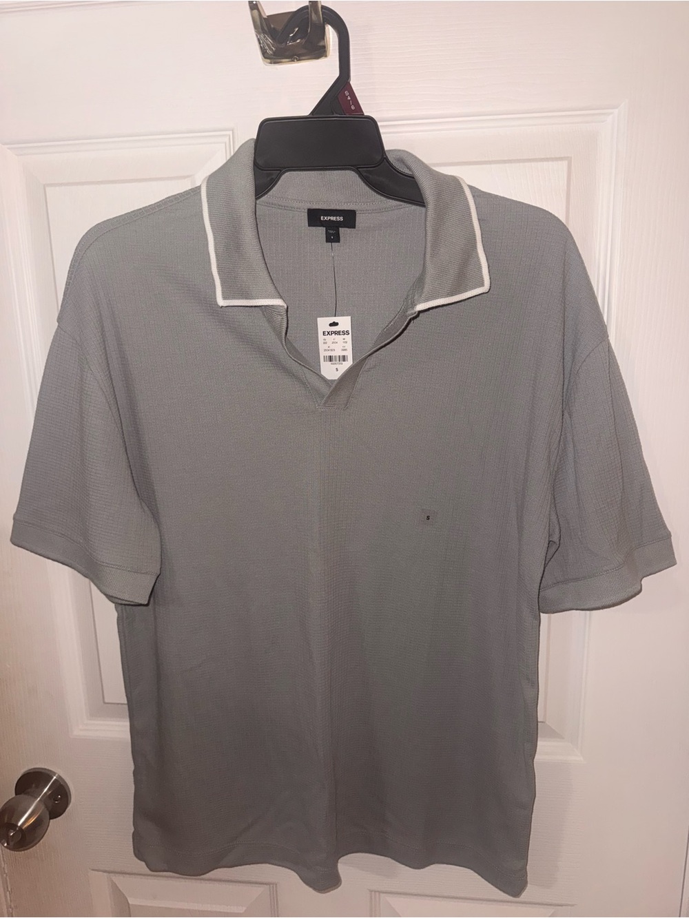 Express Men’s Gray Polo with White Trim